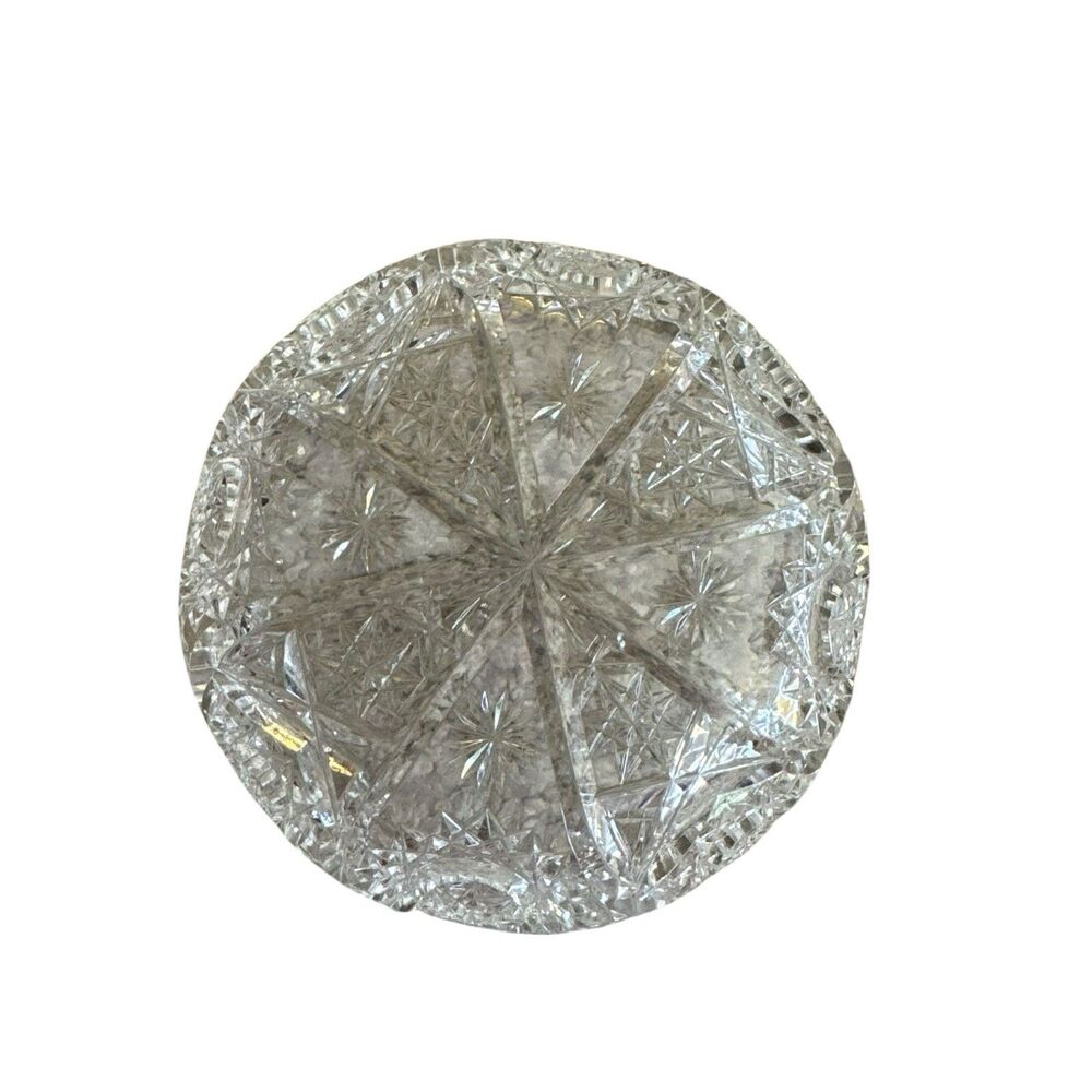 Antique ABP American Brilliant Cut glass round 6" bowl brunswick stars diamond - Picture 7 of 8